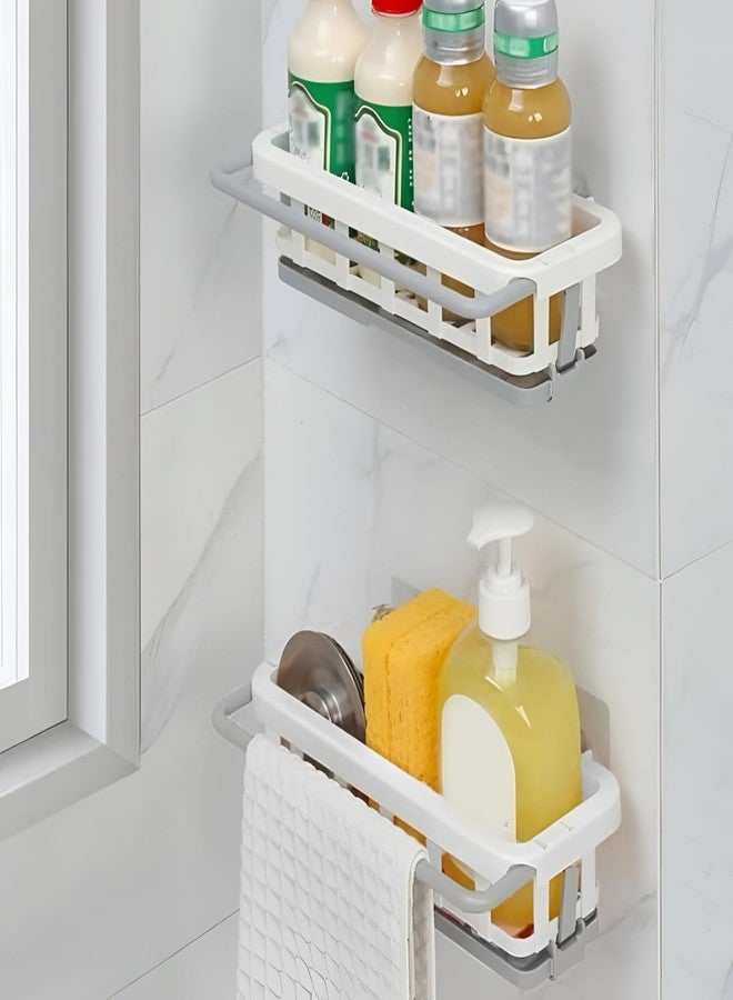 Oblivion Kitchen Organizer Rack 1 Pc - Multicolor Multipurpose Plastic Hanging Drain Rack with Adhesive Hook - Retractable Sponge Storage Holder Basket for Kitchen & Bathroom Space-Saving Organizer - Image 2